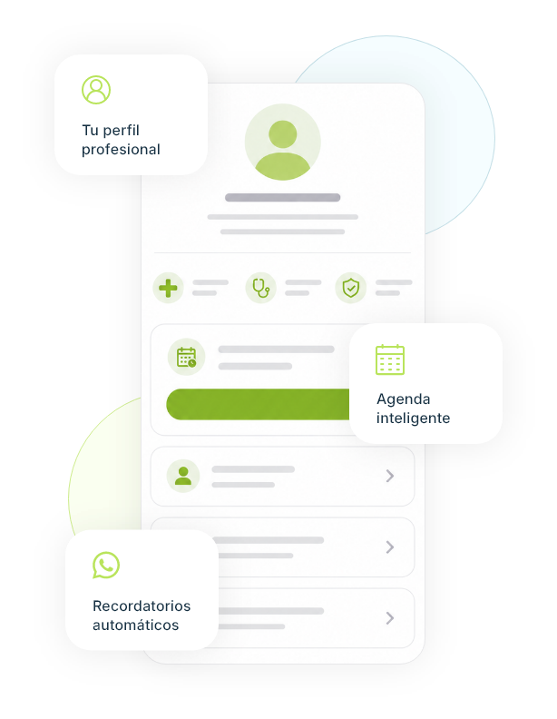 Vista móvil del espacio profesional online de KairosApp con perfil y agenda para pacientes